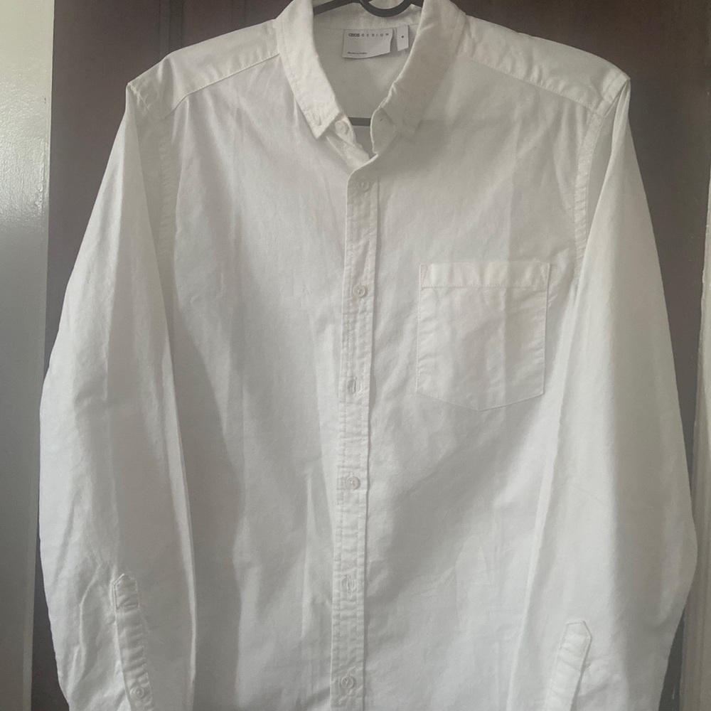 Asos Design Whote Oxford long sleeve shirt men  M